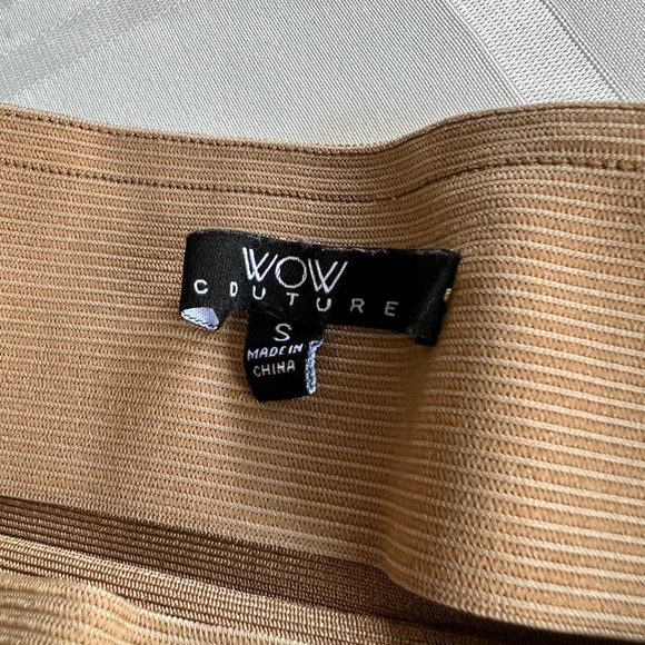 🟢WoW Couture Body Con contour mid thigh fit pencil skirt Carmel nude bandage - Picture 3 of 7